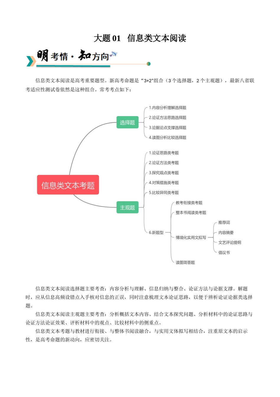 冲刺2025年高考语文大题突破-大题01   信息类文本阅读（现代文阅读Ⅰ）（解析版）.docx_第1页