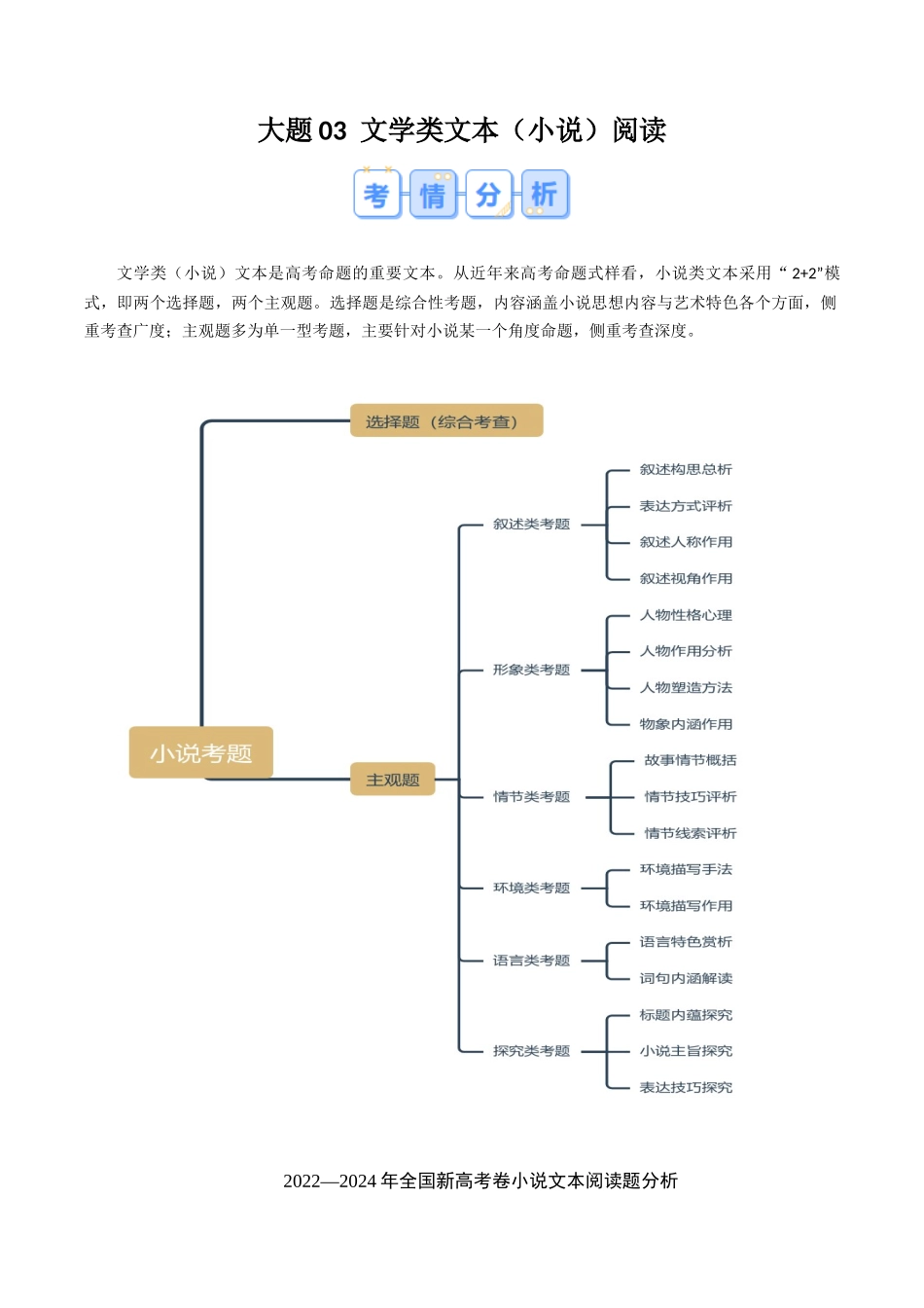 冲刺2025年高考语文大题突破-大题03  文学类文本（小说）阅读（ 现代文阅读Ⅱ） （解析版）.docx_第1页