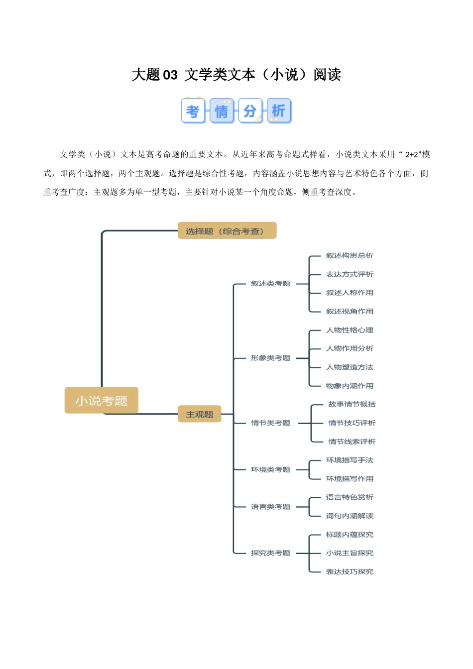 冲刺2025年高考语文大题突破-大题03  文学类文本（小说）阅读（原卷版）.docx_第1页