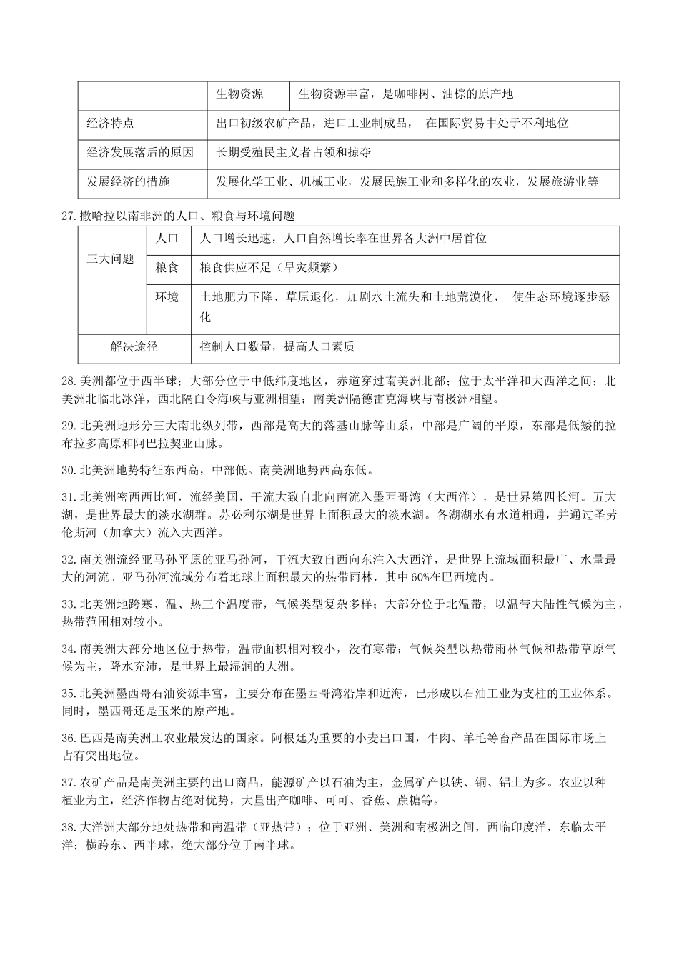 初中地理核心考点速记（世界地理二）-2025年会考地理知识点梳理.docx_第3页