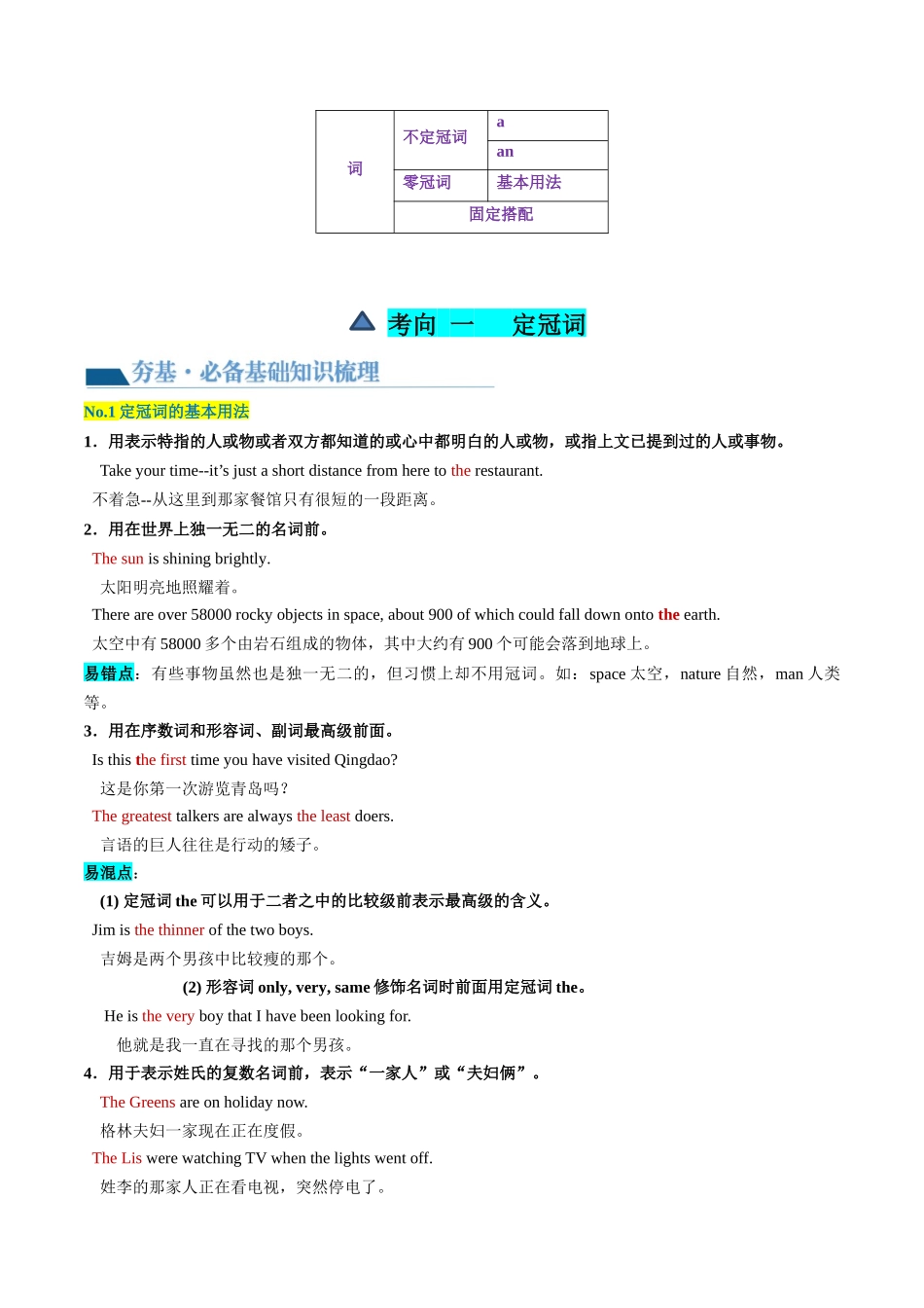 第02讲 冠词 （讲义）-2024年高考英语一轮复习讲练测（新教材新高考）（解析版）.docx_第3页