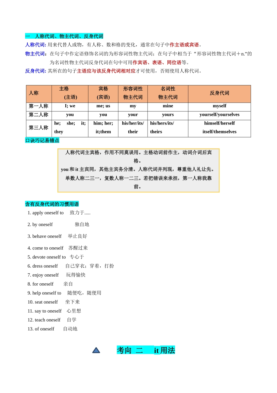 第04讲 代词 （讲义）-2024年高考英语一轮复习讲练测（新教材新高考）（原卷版）.docx_第3页