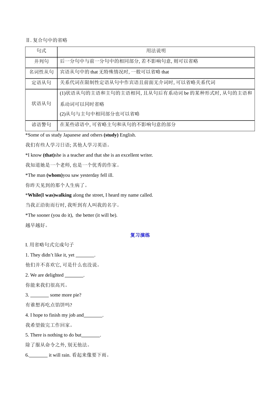 第4讲 省略句（学生版）-【暑假衔接】新高二英语暑假精品课（人教版）.doc_第3页