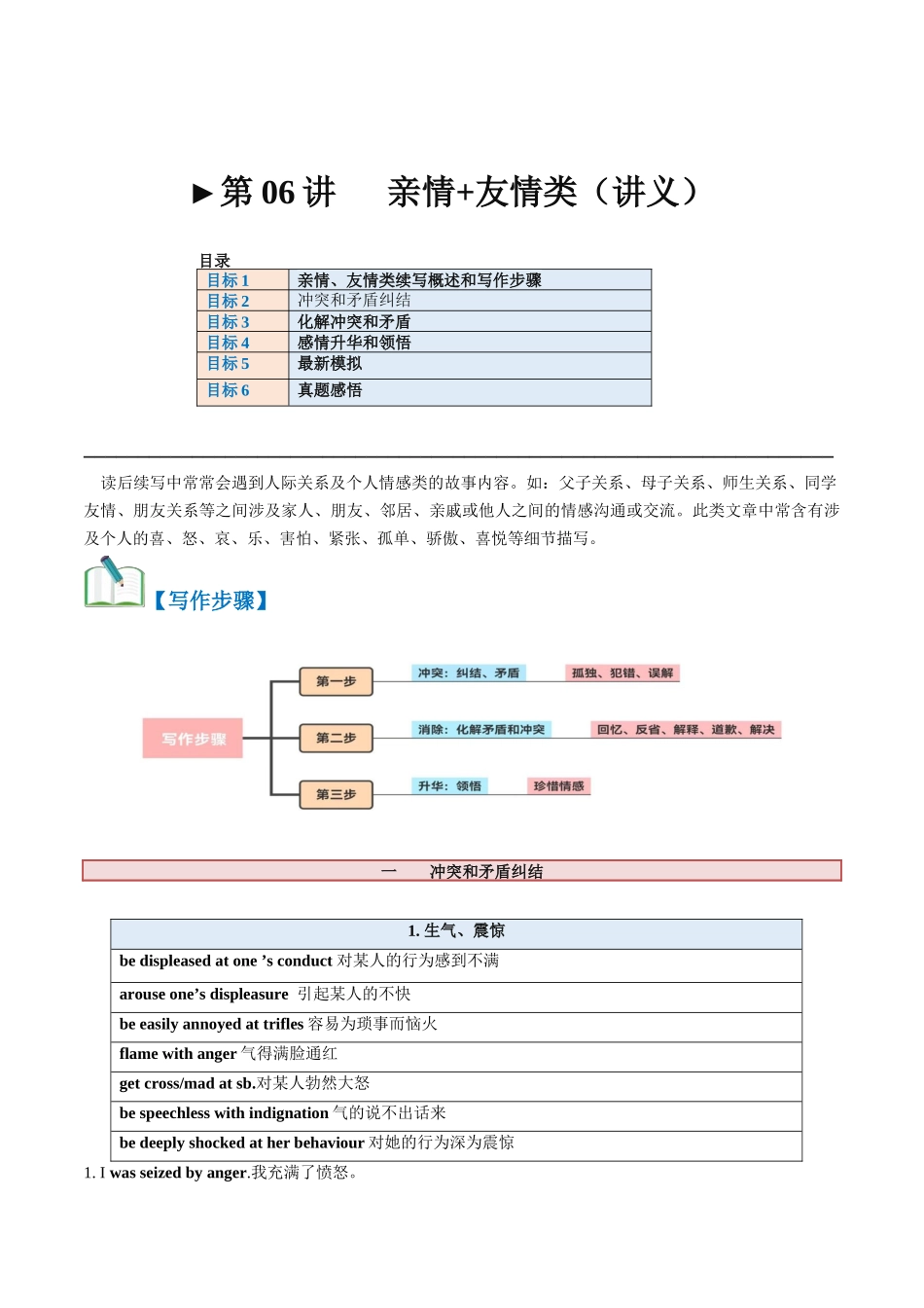 第06讲  读后续写之“亲情+友情类”主题（讲义）-2024年高考英语一轮复习讲练测（新教材新高考）.docx_第1页