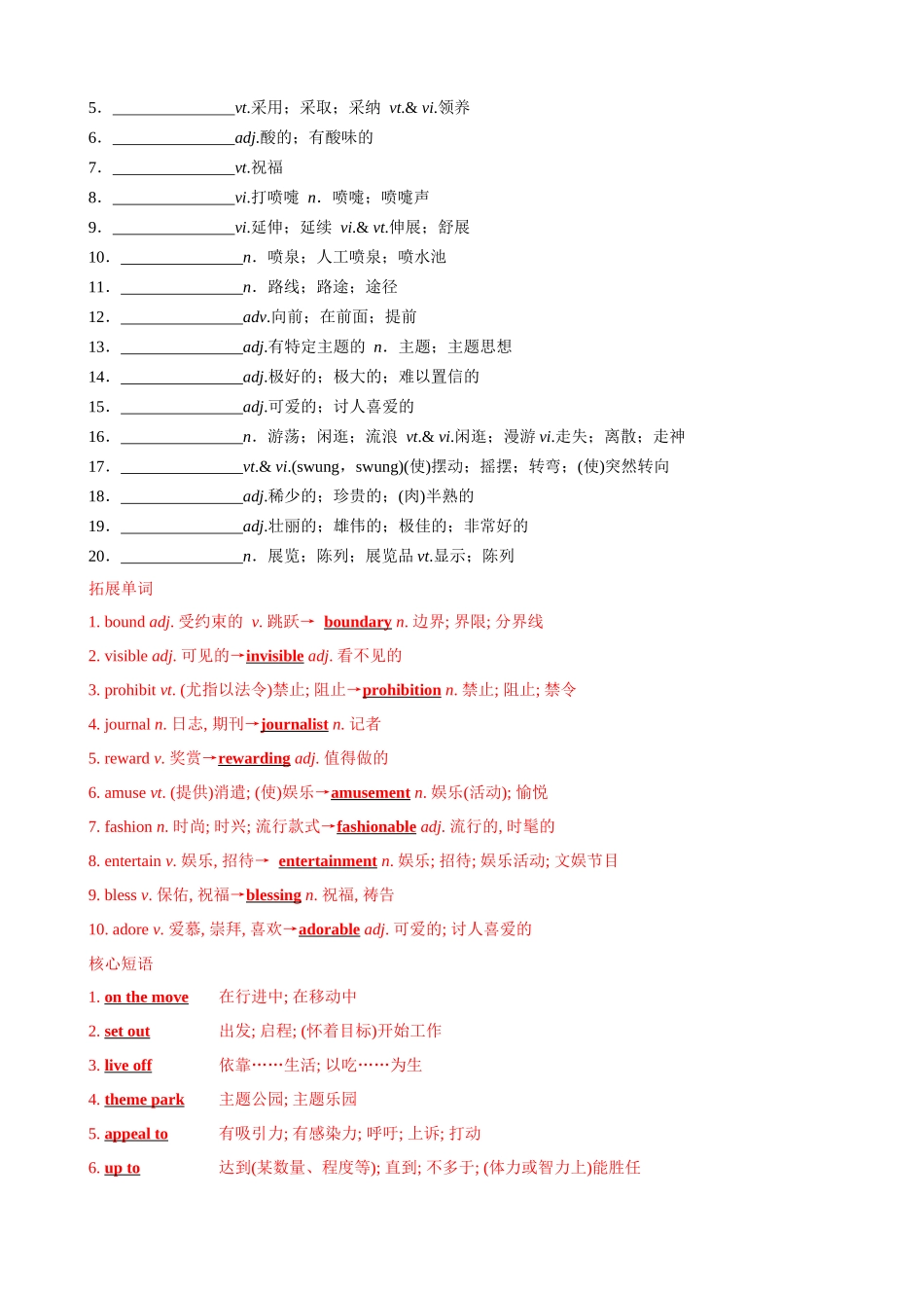 第11讲 Unit 3 重点单词变形，词组，短语，句型练习（选择性必修一）（教师版）-新高二英语暑假衔接（人教版）.docx_第2页
