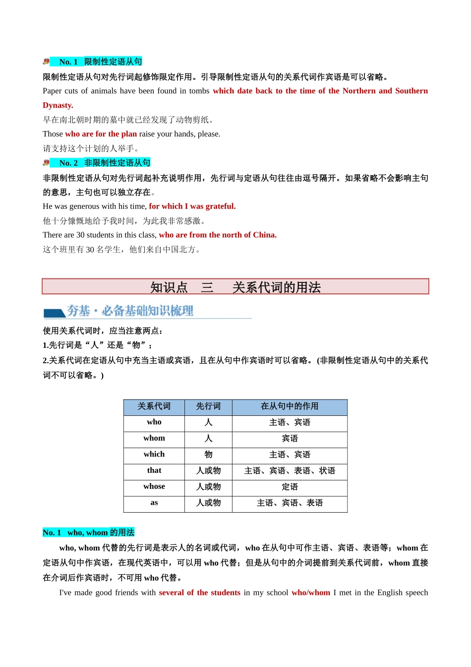 第11讲 定语从句（讲义）-2024年高考英语一轮复习讲练测（新教材新高考）（解析版）.docx_第3页