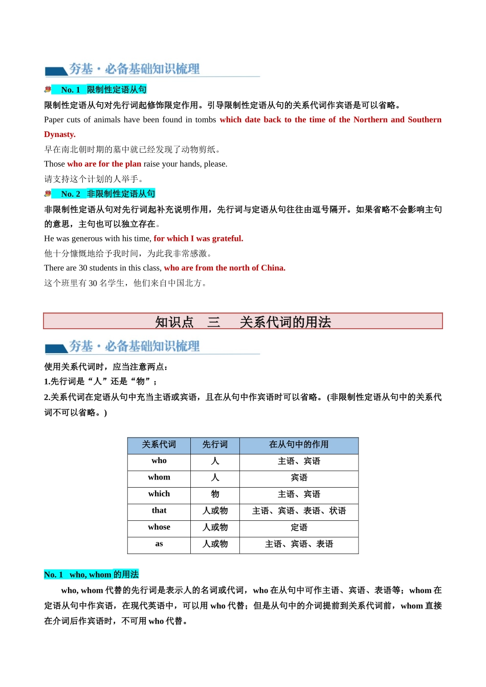 第11讲 定语从句（讲义）-2024年高考英语一轮复习讲练测（新教材新高考）（原卷版）.docx_第3页