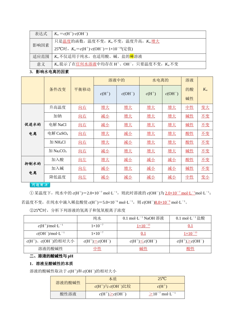 第11讲 水的电离 溶液的酸碱性与pH-【教师版】新高二化学暑假衔接（人教版）.docx_第2页