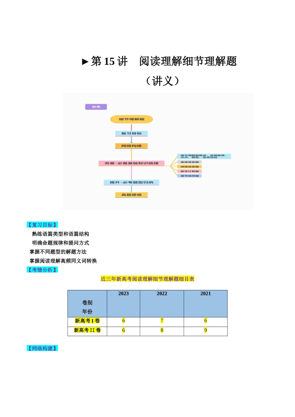 第15讲 阅读理解细节理解题（讲义）-2024年高考英语一轮复习讲练测（新教材新高考）.docx_第1页