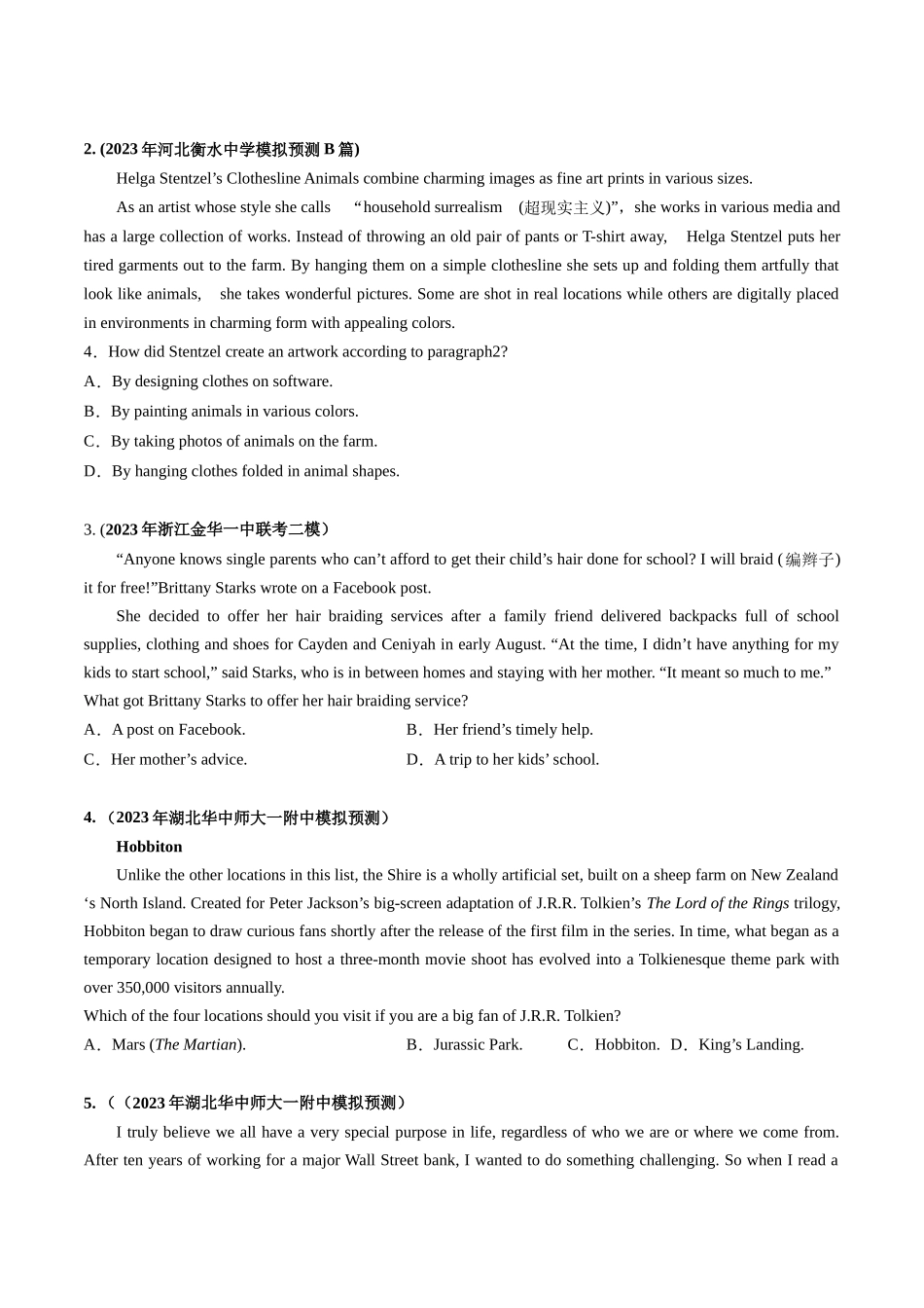 第15讲 阅读理解细节理解题（练）-2024年高考英语一轮复习讲练测（新教材新高考）（原卷版）.docx_第2页