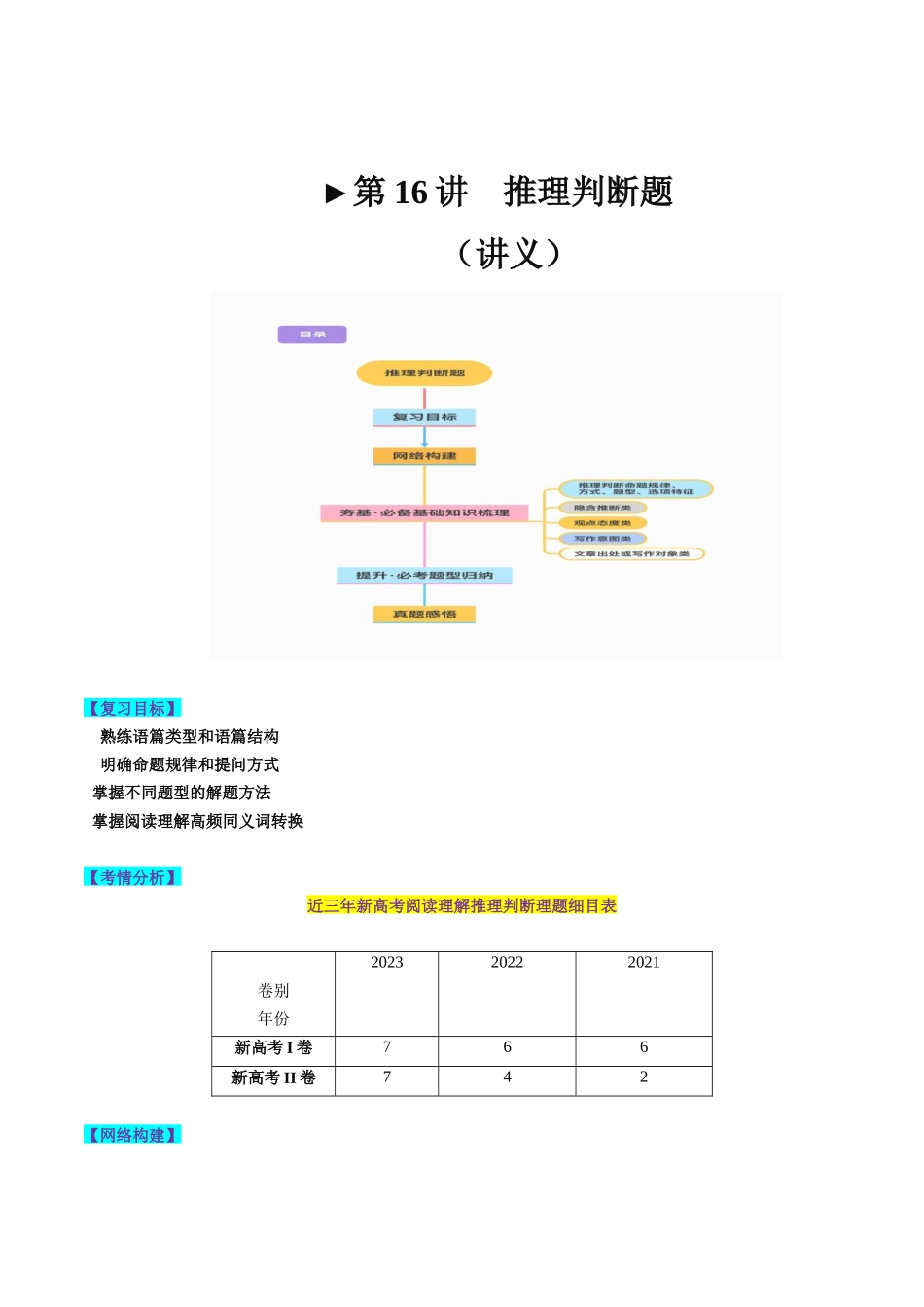 第16讲 阅读理解推理判断题（讲义）-2024年高考英语一轮复习讲练测（新教材新高考）（原卷版）.docx_第1页