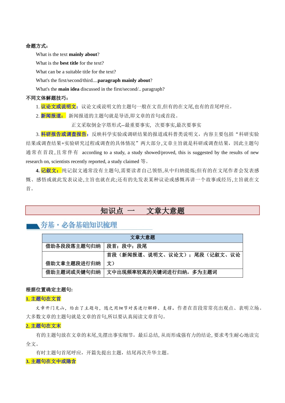 第18讲 阅读理解主旨大意题（讲义）-2024年高考英语一轮复习讲练测（新教材新高考）（原卷版）.docx_第3页