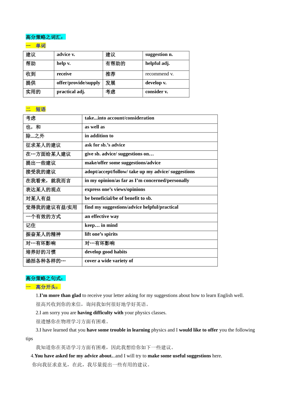 第27讲 应用文写作之建议信+推荐信（讲义）-2024年高考英语一轮复习讲练测（新教材新高考）（解析版）.docx_第3页