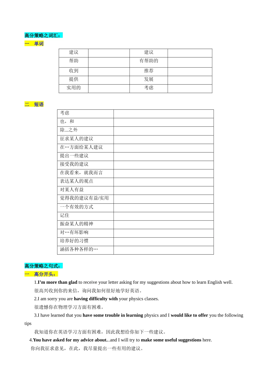 第27讲 应用文写作之建议信+推荐信（讲义）-2024年高考英语一轮复习讲练测（新教材新高考）（原卷版）.docx_第3页
