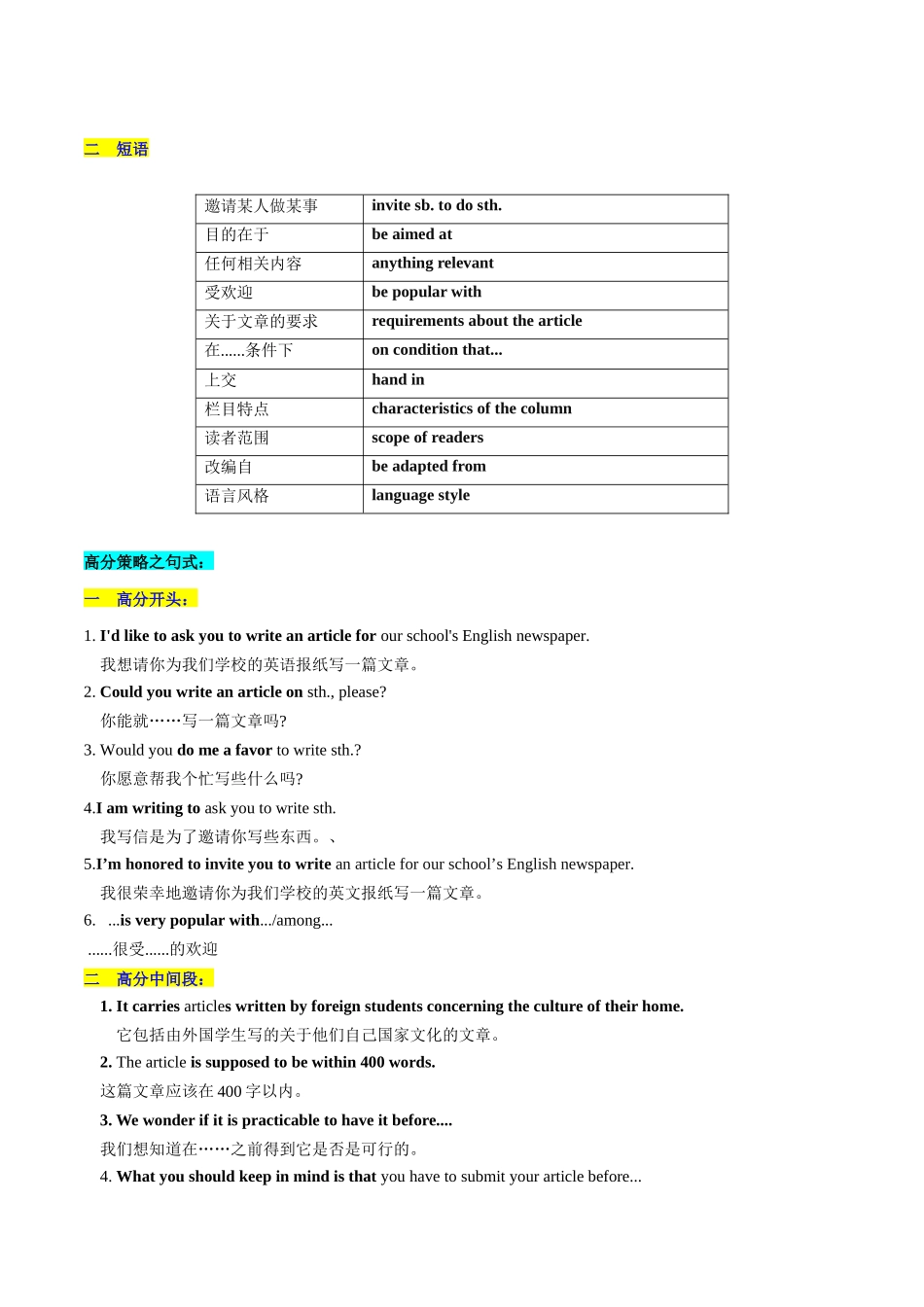 第29讲 应用文写作之约稿信（讲义）-2024年高考英语一轮复习讲练测（新教材新高考）（解析版）.docx_第3页