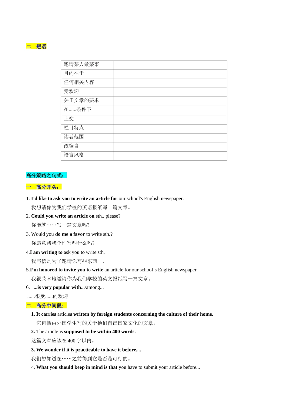 第29讲 应用文写作之约稿信（讲义）-2024年高考英语一轮复习讲练测（新教材新高考）（原卷版）.docx_第3页