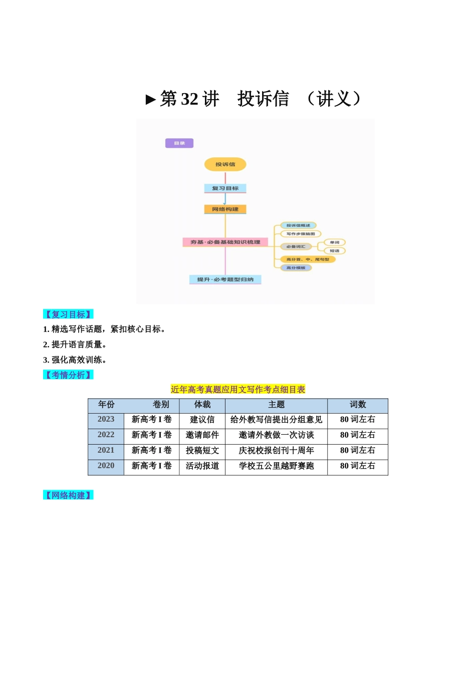 第32讲 应用文写作之投诉信（讲义）-2024年高考英语一轮复习讲练测（新教材新高考）（原卷版）.docx_第1页