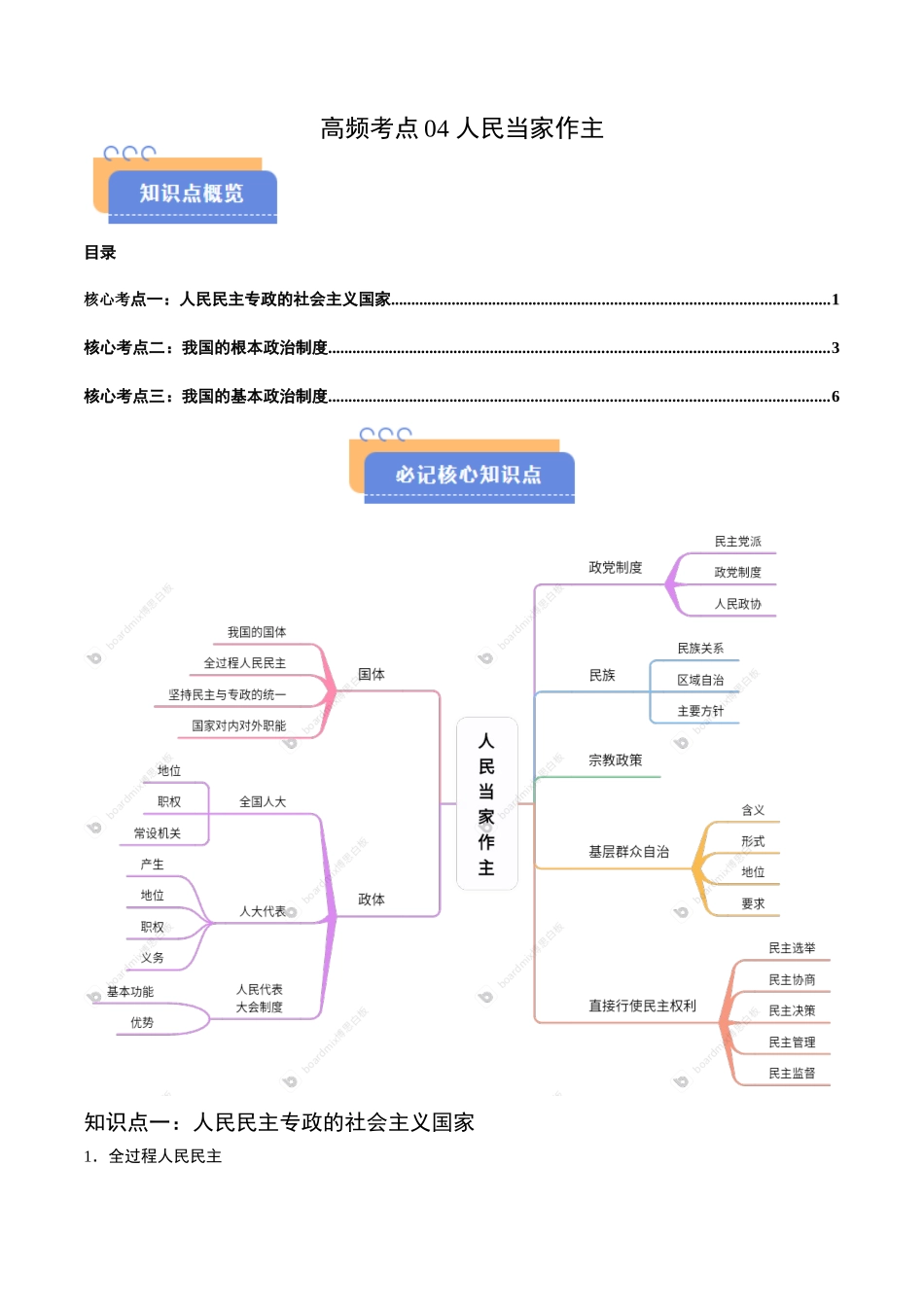 高频考点04 人民当家作主-2025年高考政治冲刺抢押秘籍.docx_第1页