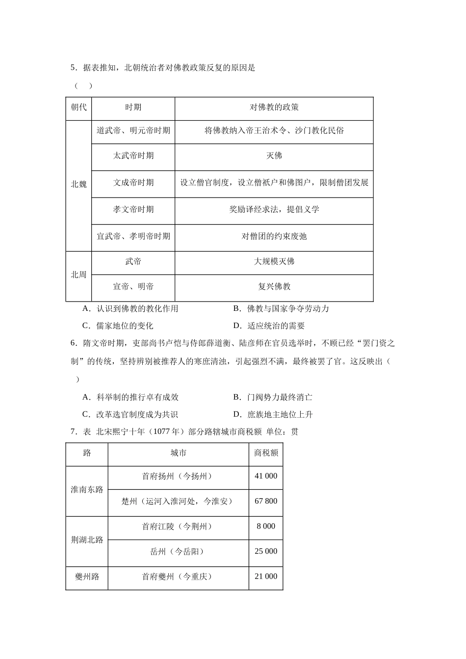 湖南省长郡中学2023-2024学年高一上学期期末历史试题.docx_第2页