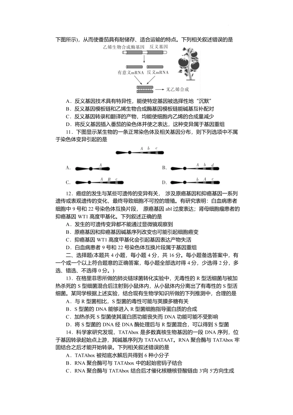 湖南省长沙市湖南师范大学附属中学2024-2025学年高一下学期5月月考生物.docx_第3页
