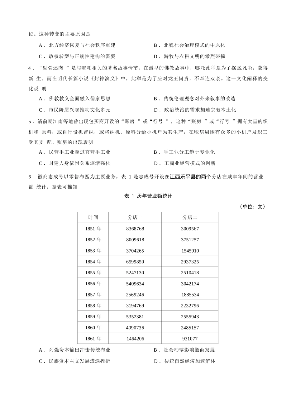 历史试题卷【安徽卷】安徽省马鞍山二中2025届高三年级高考适应性考试（最后一卷）（5.29-5.30）.docx_第2页