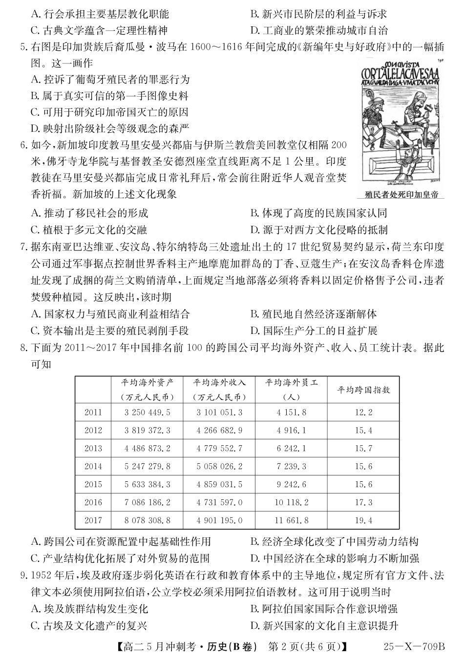 山西省卓越联盟2024-2025学年高二下学期5月冲刺考试25-X-709B-历史(B)ZQ.pdf_第2页