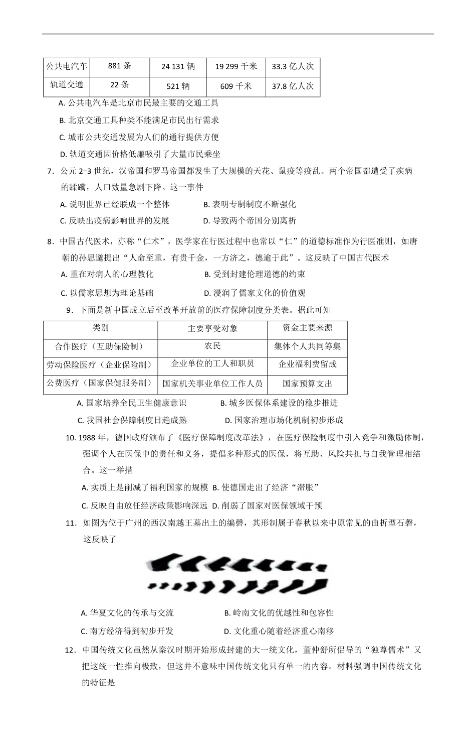 天津市部分区2024-2025学年高二下学期期中练习历史试卷（含答案）.pdf_第2页