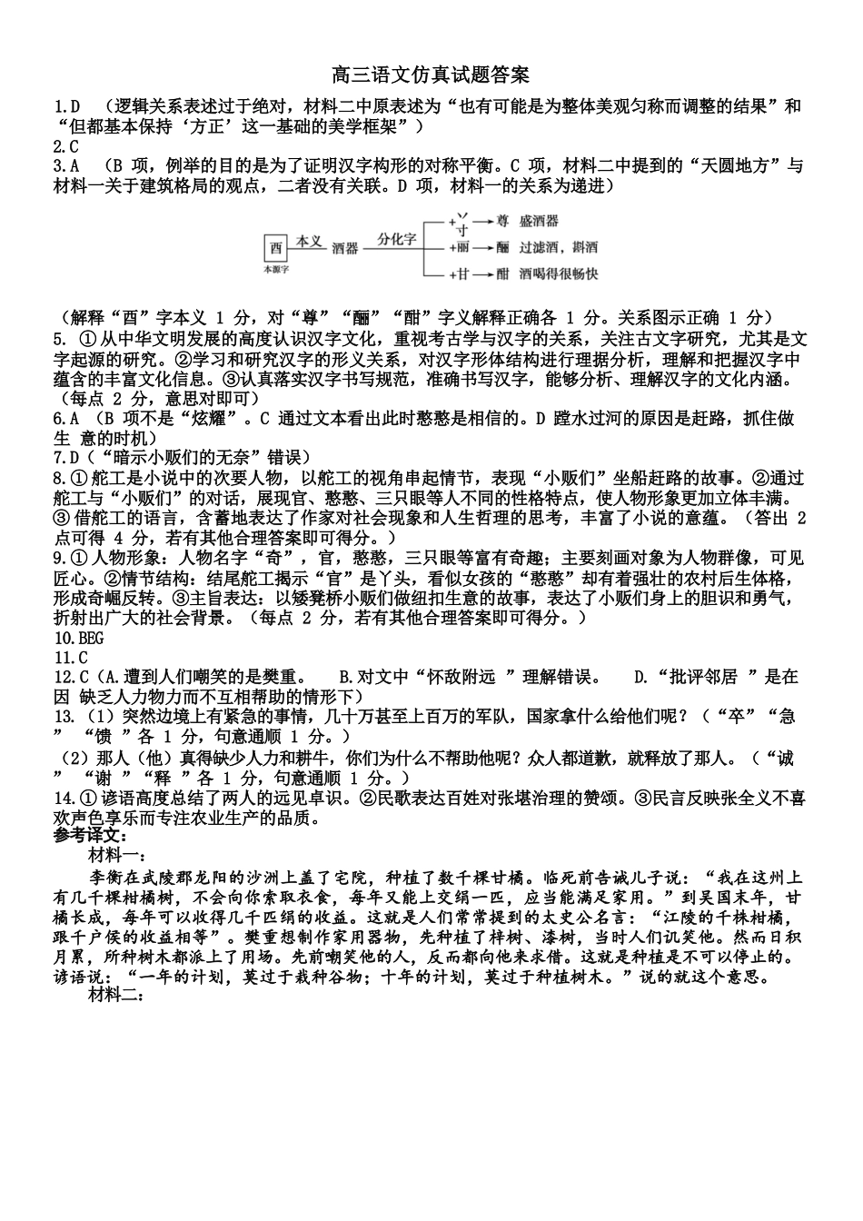 语文试卷（淄博三模）答案【山东卷】山东省淄博市2025届高三仿真考试试题（淄博三模）(5.24-5.26).docx_第1页