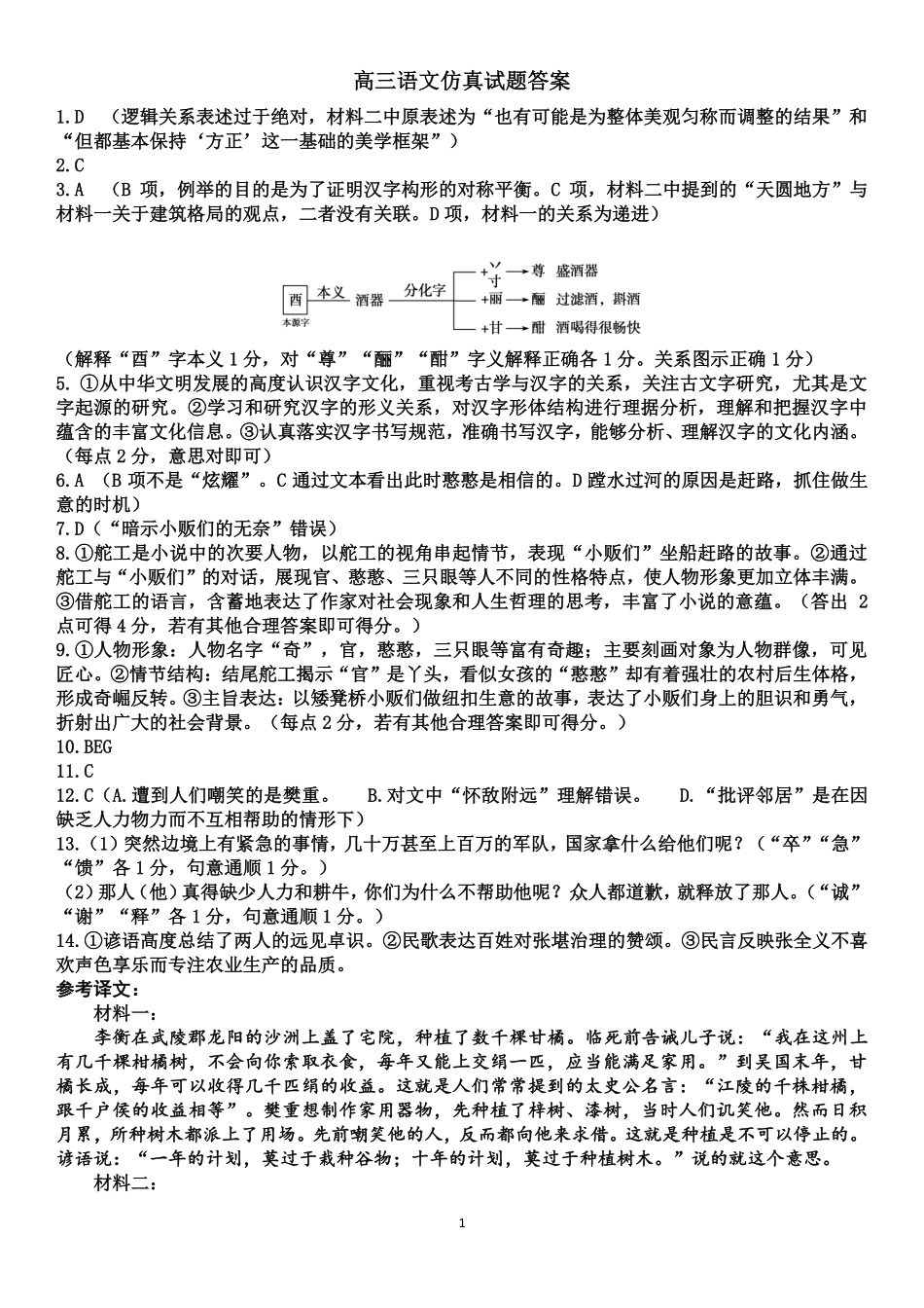 语文试卷（淄博三模）答案【山东卷】山东省淄博市2025届高三仿真考试试题（淄博三模）(5.24-5.26).pdf_第1页