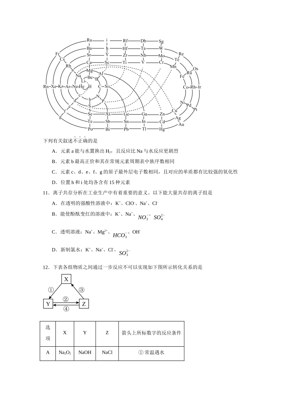 浙江省杭州第四中学2023-2024学年高一上学期期末考试化学试题.docx_第3页