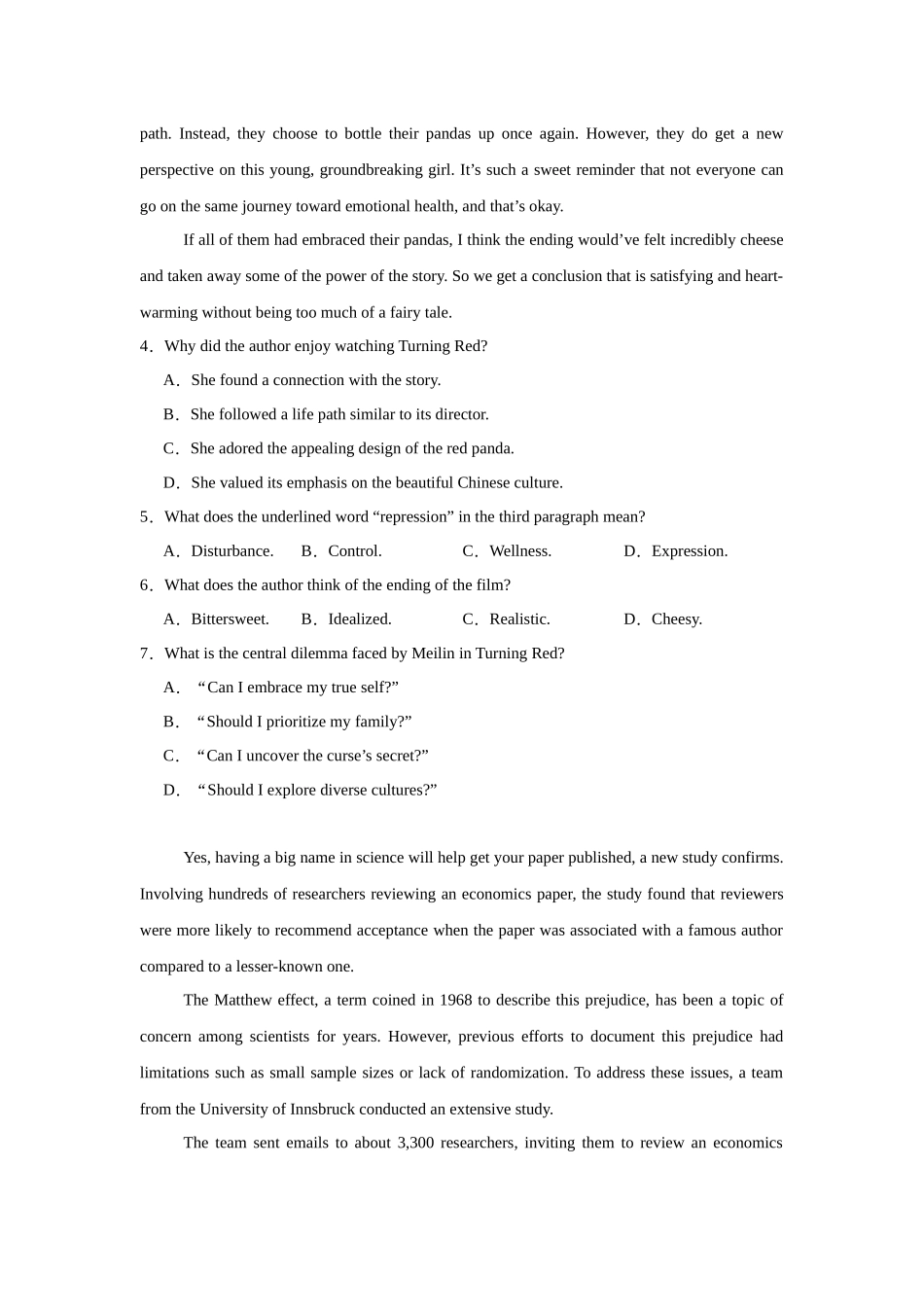 浙江省杭州学军中学2023-2024学年高二下学期6月月考英语试题.docx_第3页