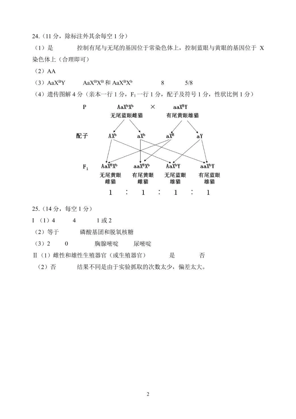 浙江省浙东北县域名校发展联盟（ZDB）2024-2025学年高一下学期4月期中生物答案.pdf_第2页
