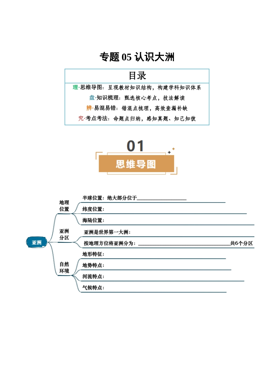 专题05 认识大洲-2025年会考地理知识点梳理（挖空版）.docx_第1页