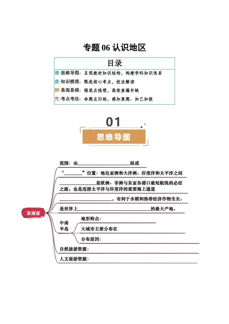 专题06  认识地区-2025年会考地理知识点梳理（挖空版）.docx_第1页