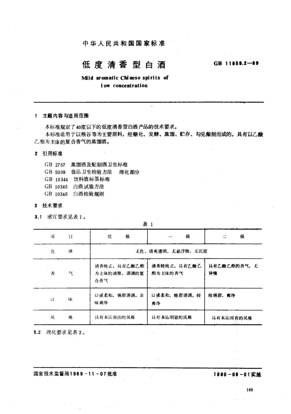 GB 11859.2-1989 低度清香型白酒.pdf_第1页