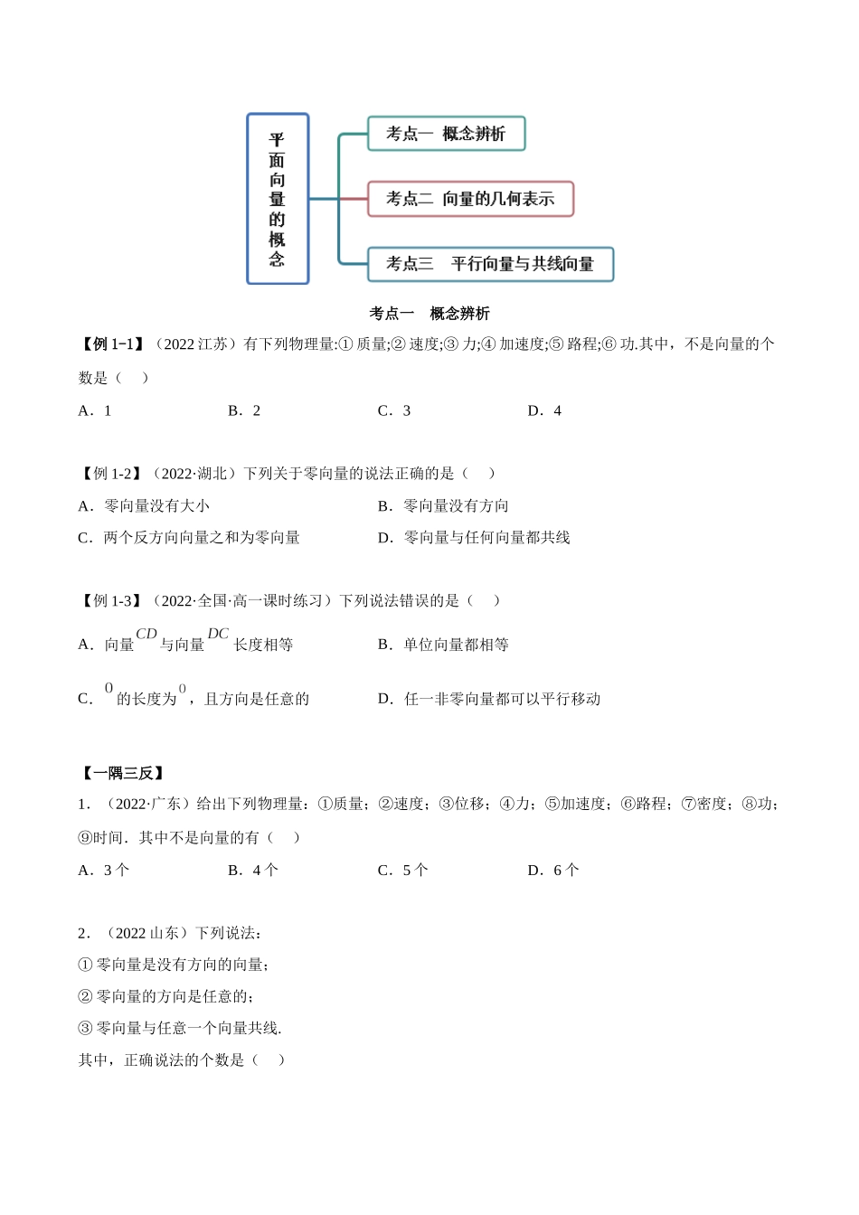 2023年人教版高中数学精讲精练必修二-6.1平面向量的概念（精讲）（原卷版）.docx_第2页