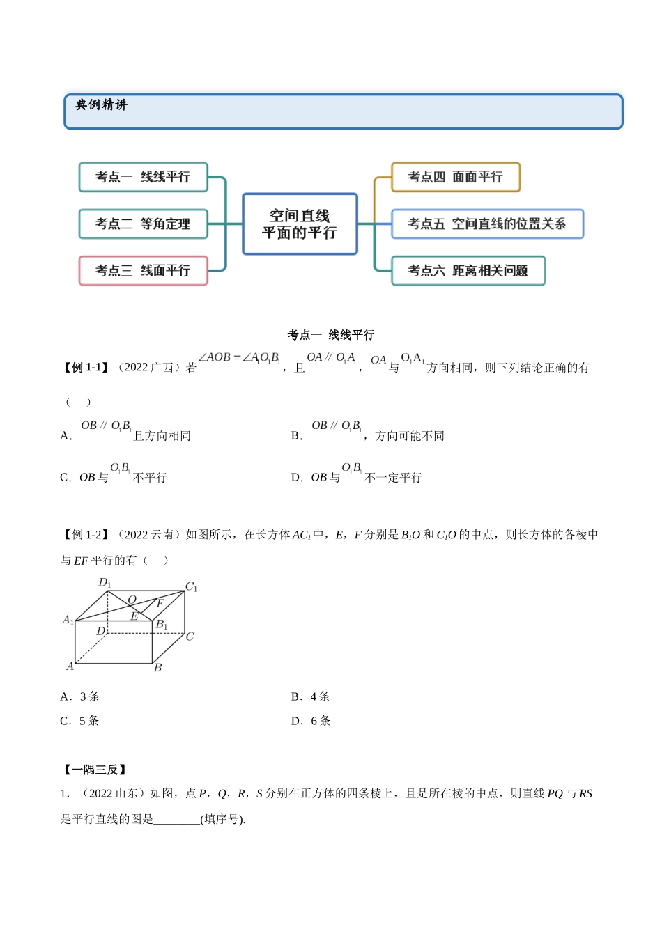 2023年人教版高中数学精讲精练必修二-8.5空间直线、平面的平行（精讲）（原卷版）.docx_第3页