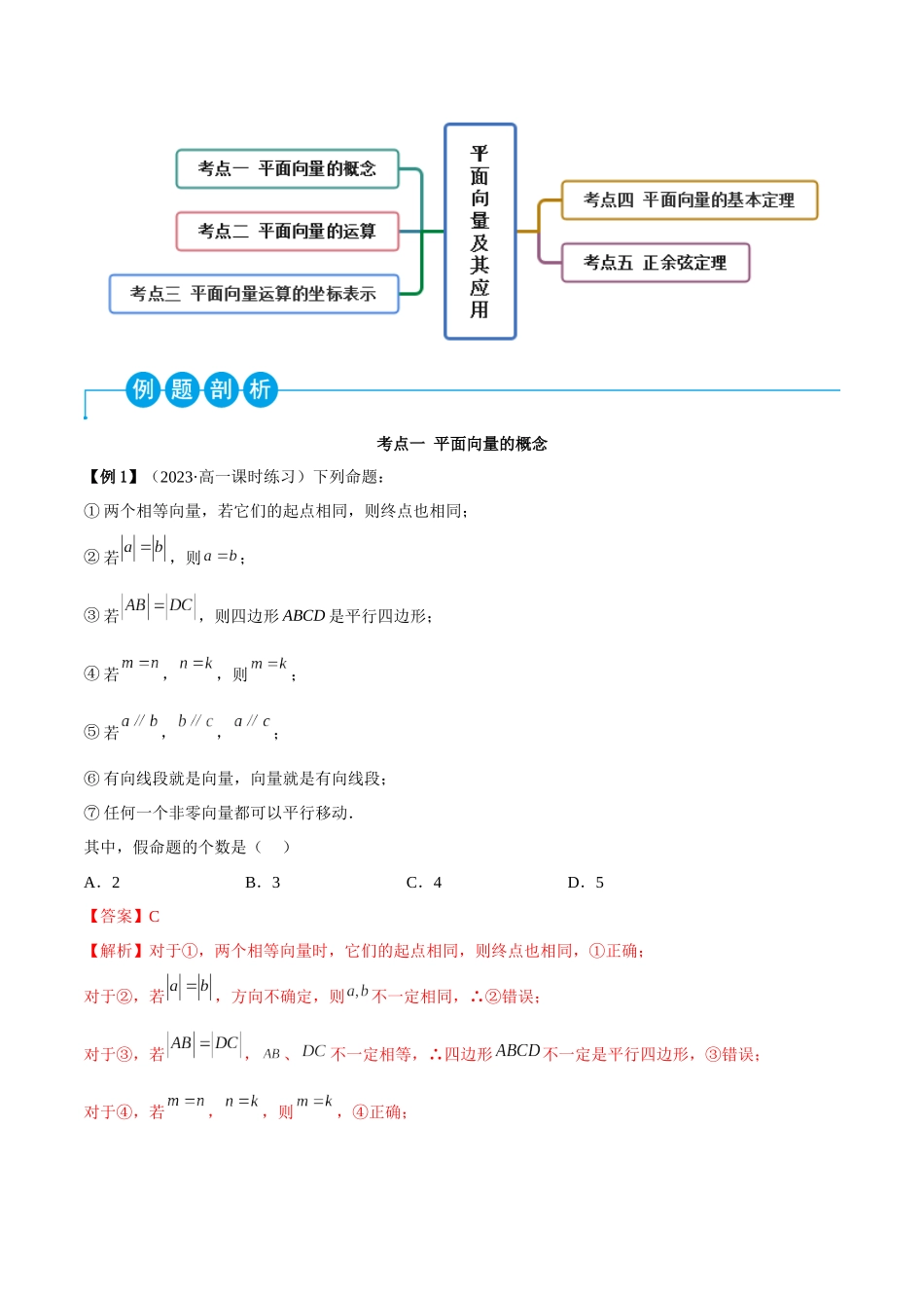 2023年人教版高中数学精讲精练必修二-第6章平面向量及其应用章末重难点归纳总结（解析版）.docx_第2页