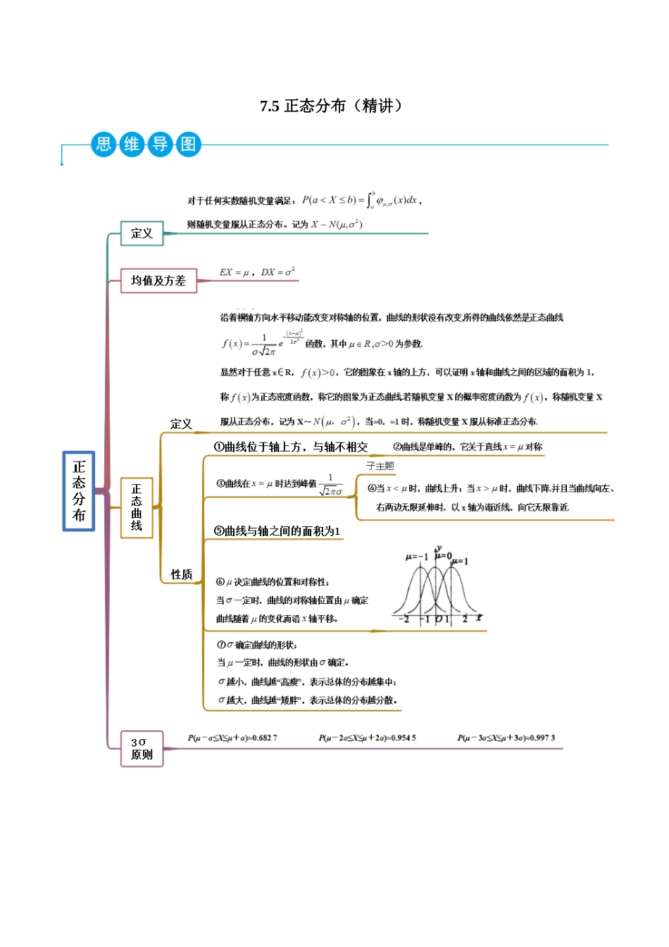 2023人教版高中数学精讲精练选择性必修三-7.5正态分布（精讲）（解析版）.docx_第1页