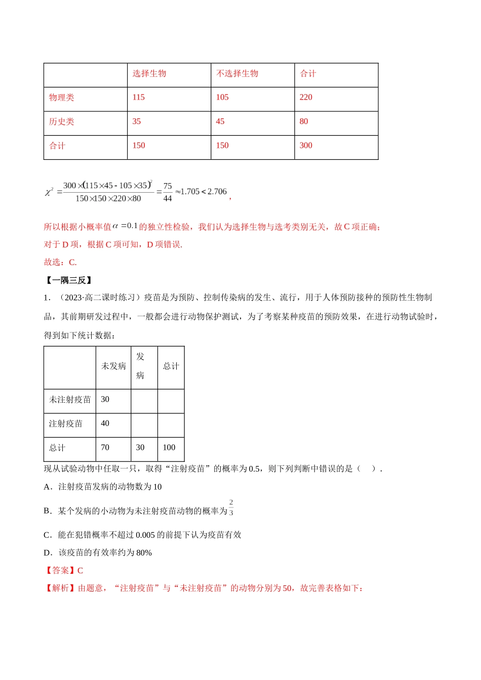 2023人教版高中数学精讲精练选择性必修三-8.3列联表及独立性检验（精讲）（解析版）.docx_第3页