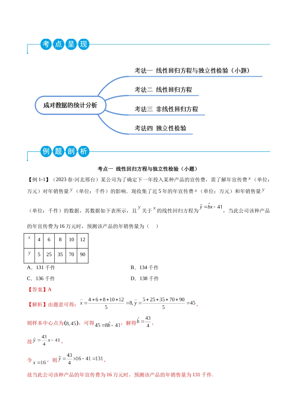 2023人教版高中数学精讲精练选择性必修三-第8章成对数据的统计分析章末重难点归纳总结（解析版）.docx_第2页