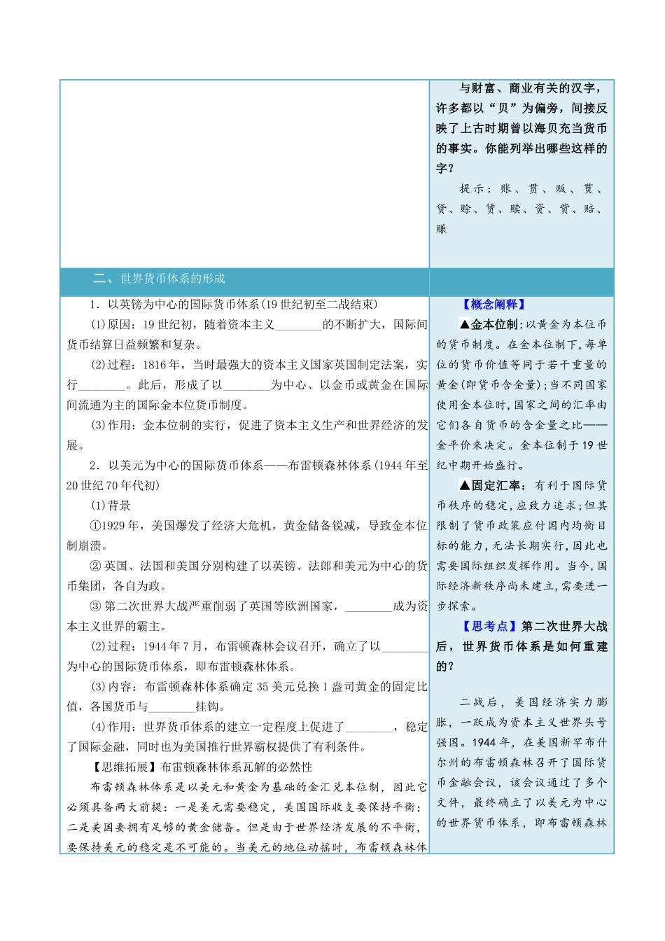 2024高二历史选择性必修1：国家制度与社会治理讲义-第15课货币的使用与世界货币体系的形成（学生版）.docx_第3页