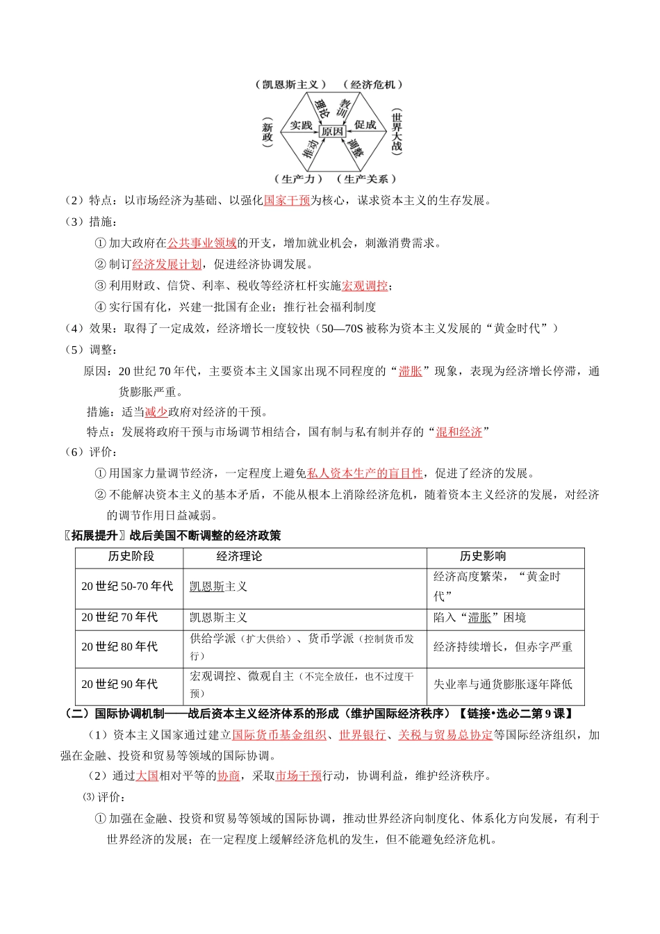 2024高一历史同步讲义（中外历史纲要下册）-第19课资本主义国家的新变化（教师版）.docx_第2页