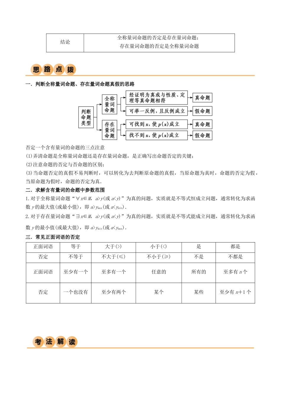2024年人教版高中数学精讲精练必修一-1.5全称量词与存在量词（精讲）（原卷版）.docx_第2页