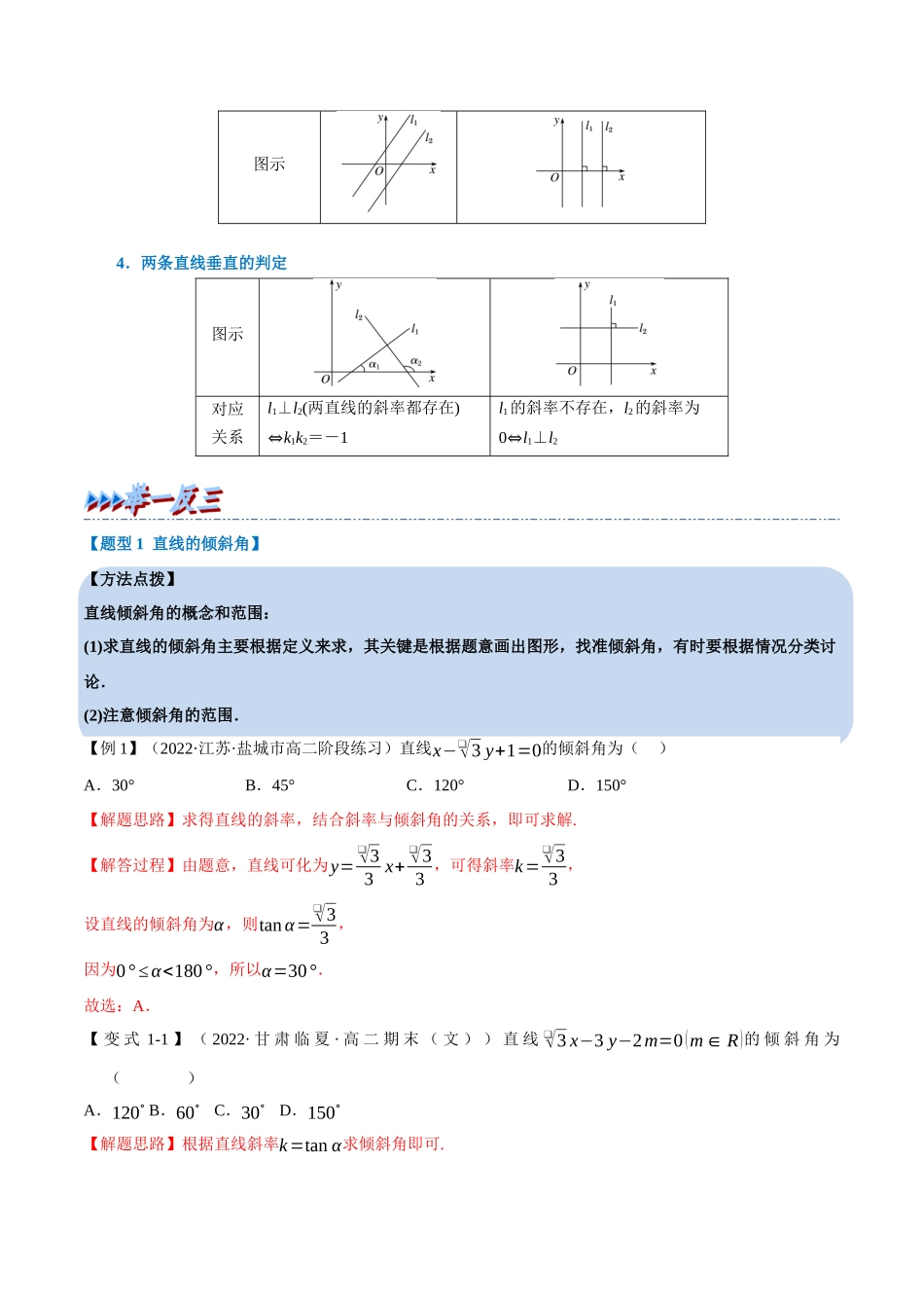 2025举一反三系列高中数学同步复习人教A版选择性必修1-专题2.1直线的倾斜角与斜率-重难点题型精讲（教师版）.docx_第2页