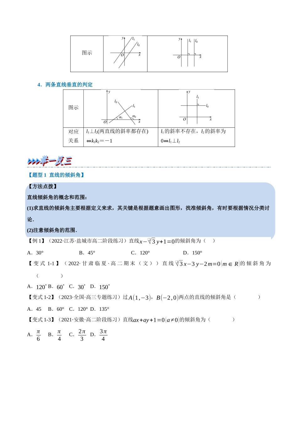 2025举一反三系列高中数学同步复习人教A版选择性必修1-专题2.1直线的倾斜角与斜率-重难点题型精讲（学生版）.docx_第2页