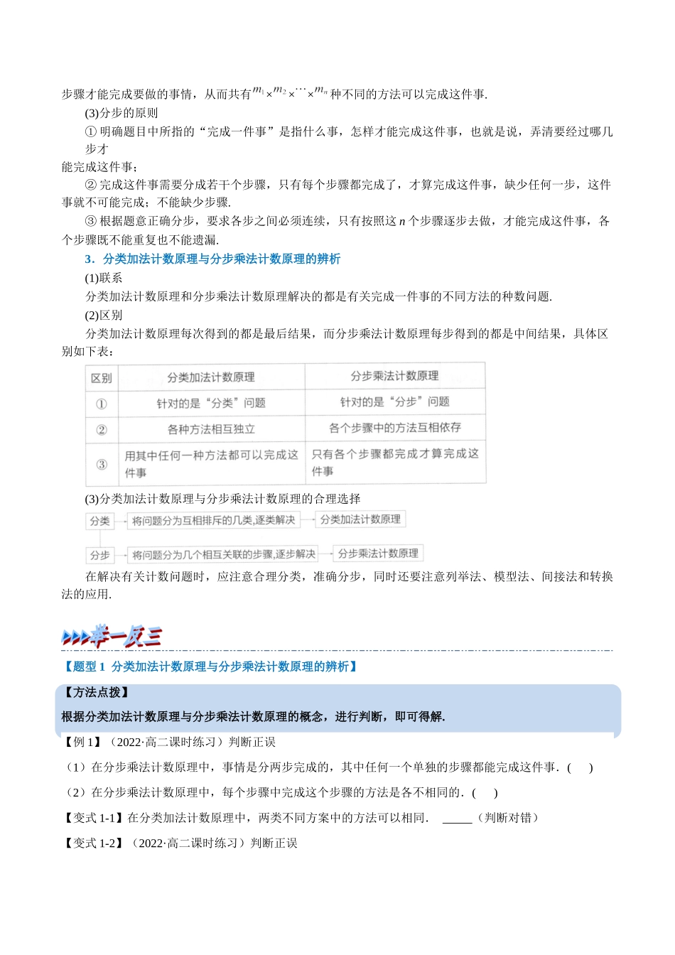 2025举一反三系列高中数学同步复习人教A版选择性必修3-专题6.1分类加法计数原理与分步乘法计数原理（重难点题型精讲）（学生版）.docx_第2页