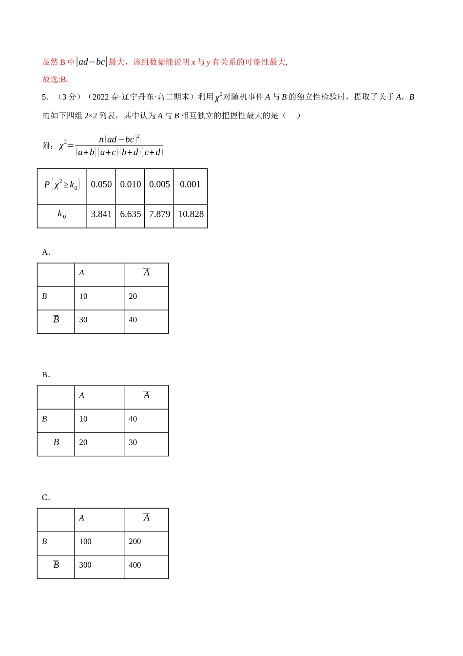 2025举一反三系列高中数学同步复习人教A版选择性必修3-专题8.6列联表与独立性检验（重难点题型检测）（教师版）.docx_第3页