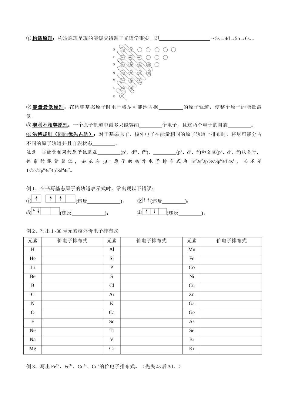 2025年高考化学一轮复习考点专项集训-01考点二电子排布（学生版）.docx_第2页