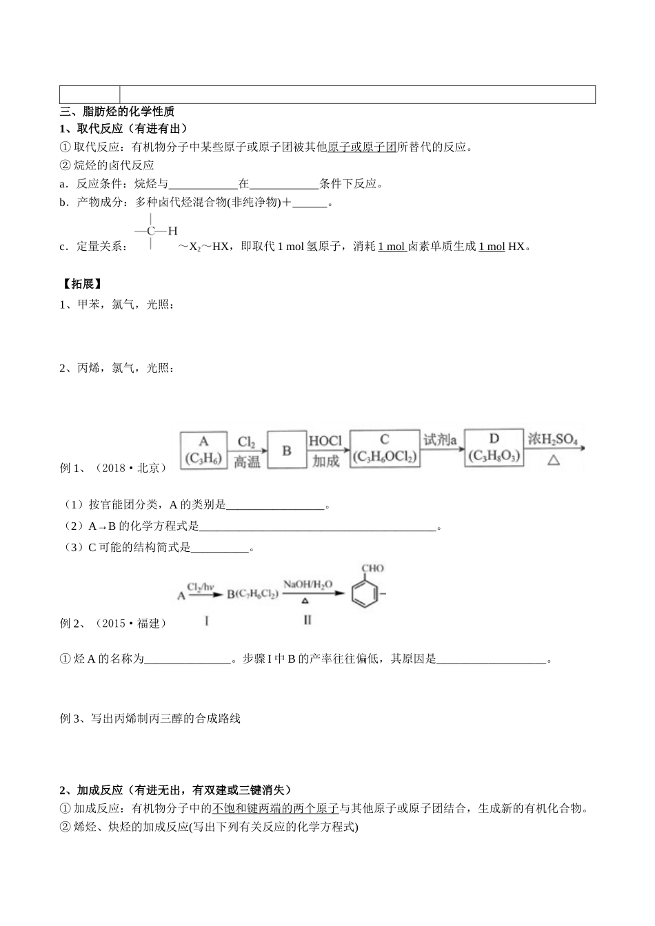 2025年高考化学一轮复习考点专项集训-02考点一烷烃、烯烃、炔烃的结构与性质（学生版）.docx_第2页
